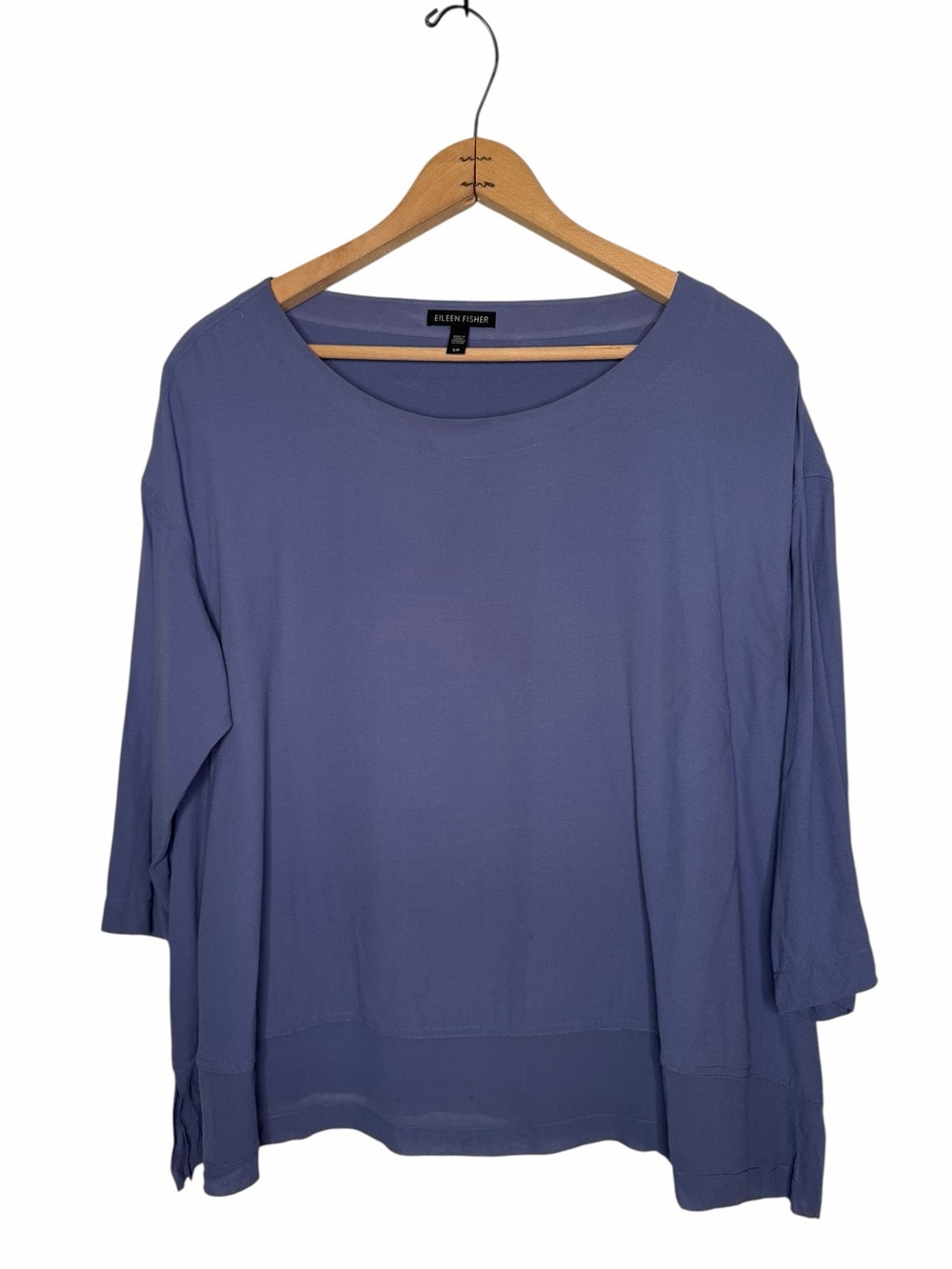 Eileen Fisher Purple Silk Dolman 3/4 Sleeve Top Blouse Size Small